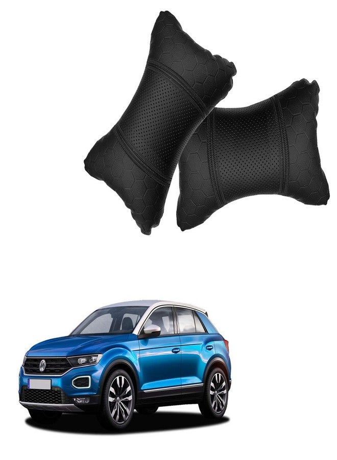 Adroitz Black Universal Neck Rest Pillow Faux Leather Material in Football Design for All Cars_1690 - Image 1